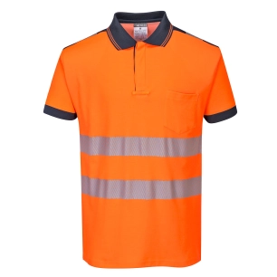polo hv pw3 - taille 4xl - orange/marine - portwest
