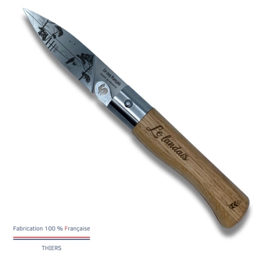 rã©assort de 12 couteaux de poche le coq virole ' landes' manche chãªne - french touch arts ld