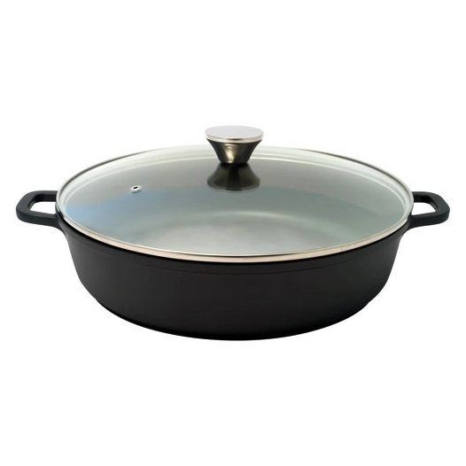 cocotte mijoteuse basse ceramique 32cm 5l+cv verre - baumalu