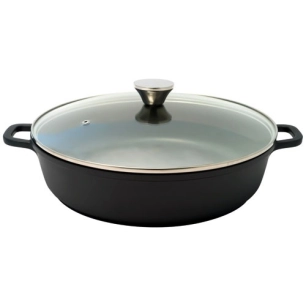 cocotte mijoteuse basse ceramique 32cm 5l+cv verre - baumalu