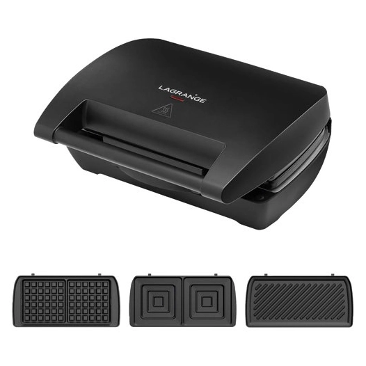gaufrier 900w mini maxi gaufre croque m panini noir - lagrange
