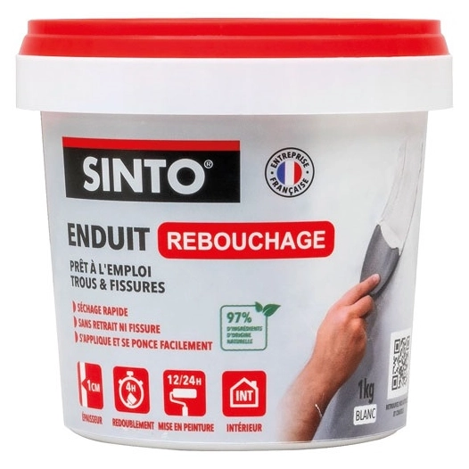 enduit de rebouchage intã©rieur pã¢te prãªt ã  l'emploi 1kg - brunel