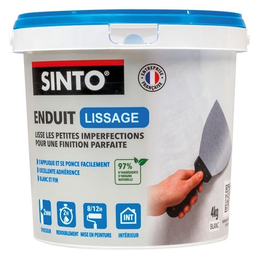 enduit de lissage intã©rieur pate 4kg - brunel