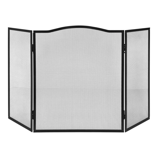 grille pare-étincelles pliable, noire, 101 x 0,5 x 61 cm