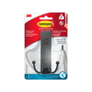 crochet double, grand, noir mat, 1 pcs + 2 bandes, max 1,8 kg