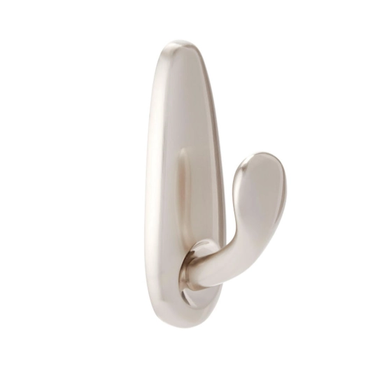 crochet en métal, grand, nickel poli, 1 unité + 2 bandes, max 2,2 kg