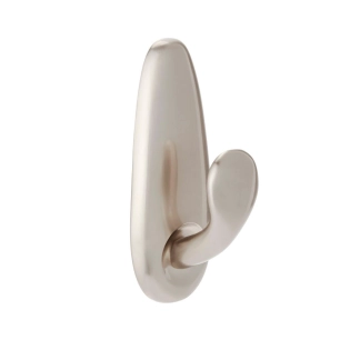 crochet en métal, moyen, nickel poli, 1 unité + 2 bandes, max 1,3 kg