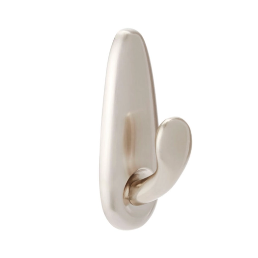 crochet en métal, petit, nickel poli, 1 unité + 2 bandes, max 450 gr