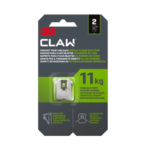 crochet pour mur en plâtre, 11 kg, 27 x 31,5 x 4 mm, 2 pièces