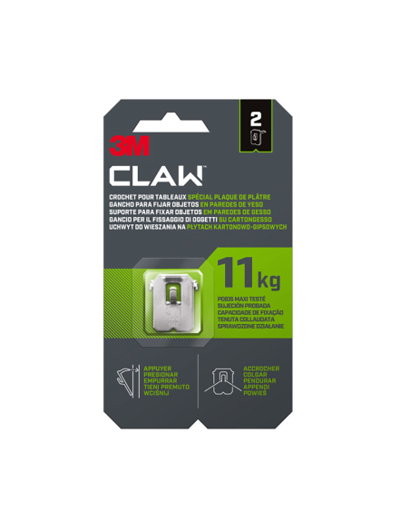 crochet pour mur en plâtre, 11 kg, 27 x 31,5 x 4 mm, 2 pièces