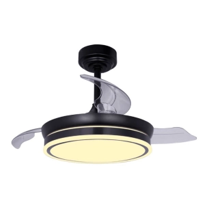 ventilateur de plafond led 3cct pales rétractables moss mini 46 w 5520 lm noir