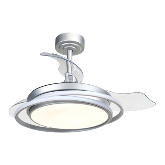 ventilateur de plafond led 3cct palettes rétractables antila mini 40w 4000 lm argent
