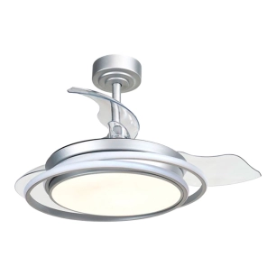 ventilateur de plafond led 3cct palettes rétractables antila mini 40w 4000 lm argent