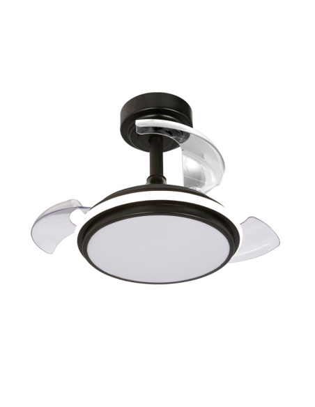 Antila Mini XS Noir Ventilateur plafond LED pales rétractables - CRISTALRECORD