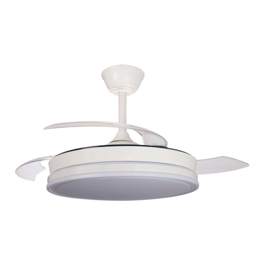 ventilateur de plafond led 3cct pales rétractables supereco 45w 4400 lm blanc