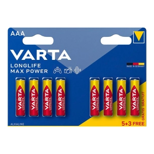 pack 10 blisters pile alcaline aaa longlife max power - lr03 (blister 5+3 unités) ø10,5 x 44,5 mm