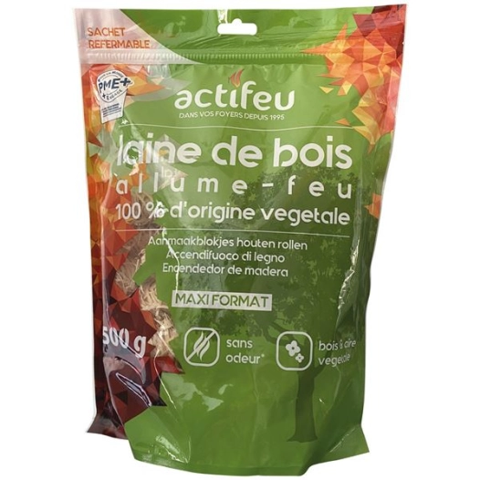 allume-feux rouleaux laine de bois en sac refermable 500 g - csd commerce service distribution