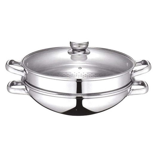 wok &wok vapeur inox 2 en 1 32cm - baumalu