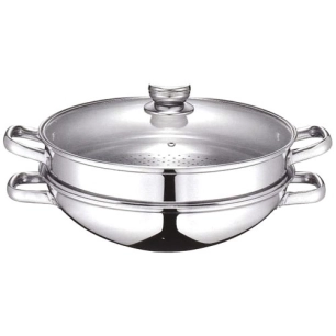 wok &wok vapeur inox 2 en 1 32cm - baumalu