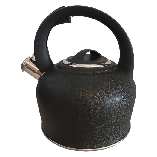 bouilloire inox sifflet 2l5 noir martele - baumalu