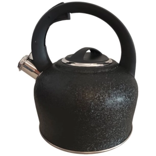 bouilloire inox sifflet 2l5 noir martele - baumalu