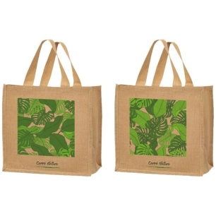 sac cabas jute dã©cor feuilles 30 l - sphere distribution