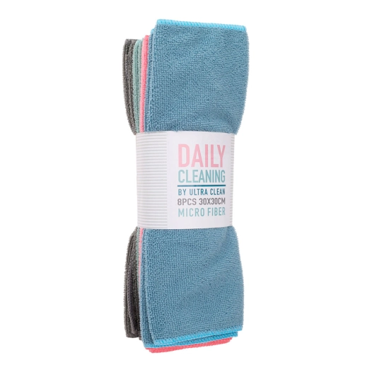 chiffon microfibre 30 x 30 cm, 8 uts, couleurs assorties