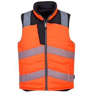 bodywarmer réversible haute visibilité pw3 - taille xs - orange/noir - portwest