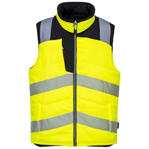 bodywarmer réversible haute visibilité pw3 - taille xs - jaune/noir - portwest
