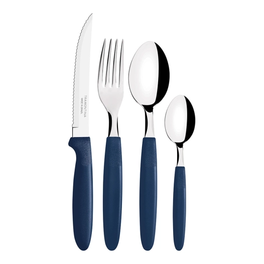 ménagère ipanema 25 pièces avec manche bleu