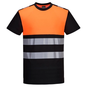 t-shirt pw3 haute visibilité classe 1 - taille xs - noir/orange - portwest