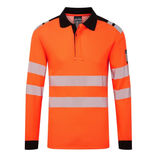 polo ml pw3 hvo modaflame fr - taille s - orange/noir - portwest