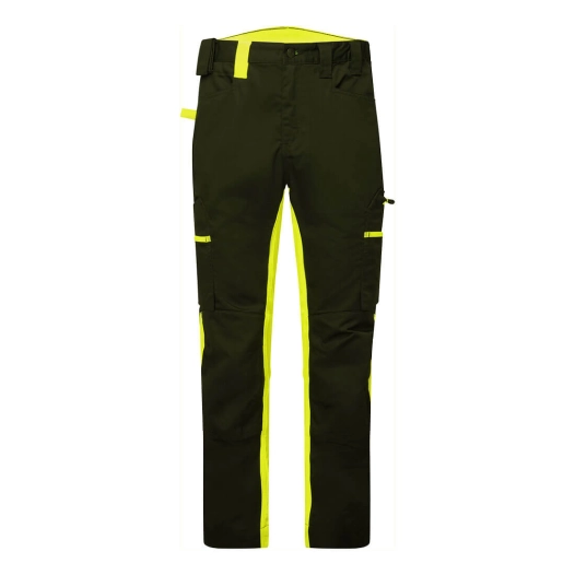 pantalon de travail éco-conçu wx2 stretch - taille 48 - noir/jaune - portwest