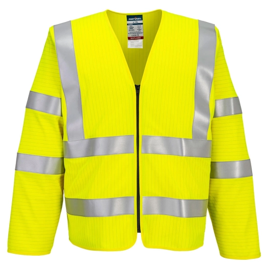 gilet zippé manches longues bizflame hv fr - taille s/m - jaune - portwest