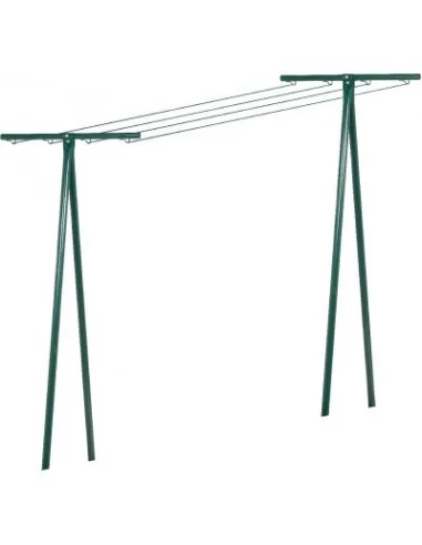 Séchoir à linge tube acier peinture verte pour corde à linge