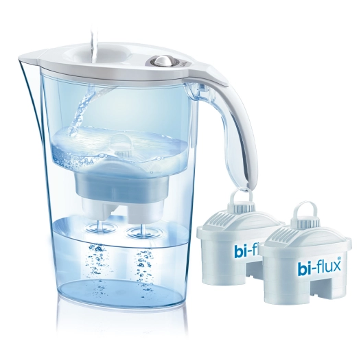 garafe filtrante blanche j31-cc 2,3 l + 2 filtres biflux