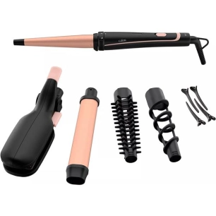 multistyler 14-en-1 - 190 â°c - cã©ramique - fer conique - lisseur/gaufreur - access. complets - pochette - noir/abricot - gpe s