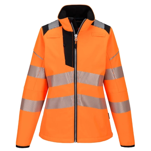 softshell pw3 haute visibilité pour femmes - taille l - orange/noir - portwest