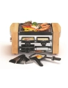 raclette 750w - plaque fonte alu antiadh - 4 poãªlons + 4 spatules - thermostat rã©glable - corps bambou - noir/naturel - kitche