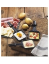 raclette 750w - plaque fonte alu antiadh - 4 poãªlons + 4 spatules - thermostat rã©glable - corps bambou - noir/naturel - kitche