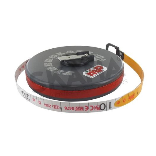 mètre à ruban - longueur: 20 m - boitier plastique et manivelle en fibre de verre, pliante à oeillet. norme eu classe ii.