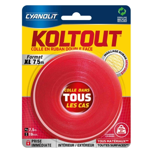 koltout ruban xl double face colle dans tous les cas 7.5 m x 19 mm koltout ruban xl double face colle dans tous les cas 7.5 m x
