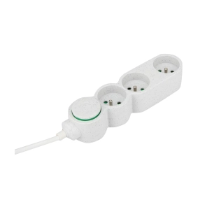Bloc 3 prises 16A + inter blanc moucheté 80% de matière recyclée - ZENITECH