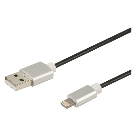 cordon usb 2.0 a m/lightning m - 2.4a - licence apple mfi - prises alu - noir - 1m - erard - antenne