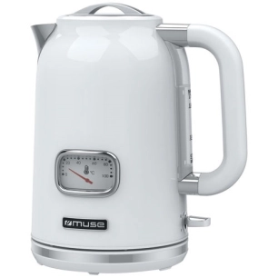 bouilloire 1,7l 2000w indicateur de tâ° blanc inox - new one - muse pem