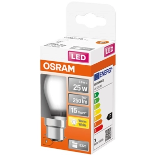 led sphã©rique verre dã©poli 2.5w b22 250lm 2700k chaud - ledvance gp