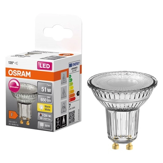 spot par16 led 120 verre variable 8.3w gu10 575lm chaud - ledvance gp