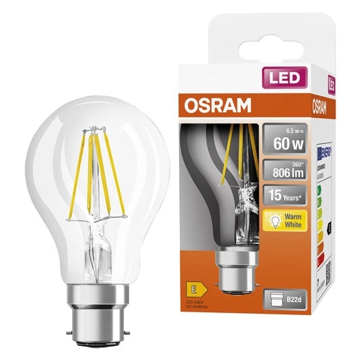 ampoule led standard claire filament 7w60 b22 chaud boite - ledvance gp