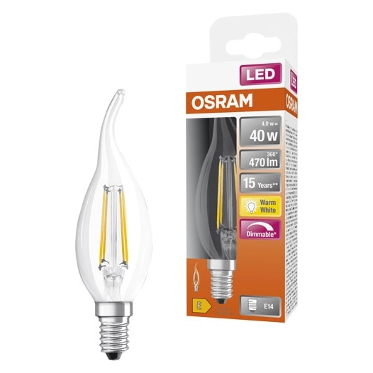 led flamme cdv coup de vent fil variable dim. 4.5w e14 chaud - ledvance gp