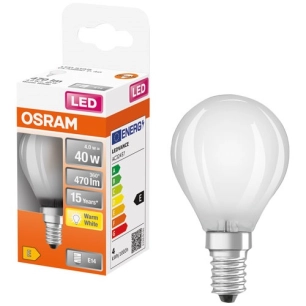 led sphã©rique verre dã©poli 4w e14 470lm chaud bte 1 - ledvance gp